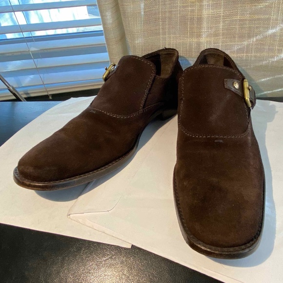 MEN' LOUIS VUITTON BROWN SUEDE LEATHER Cowboy SHOES ANKL BOOTS western 6 loafers - Picture 3 of 9